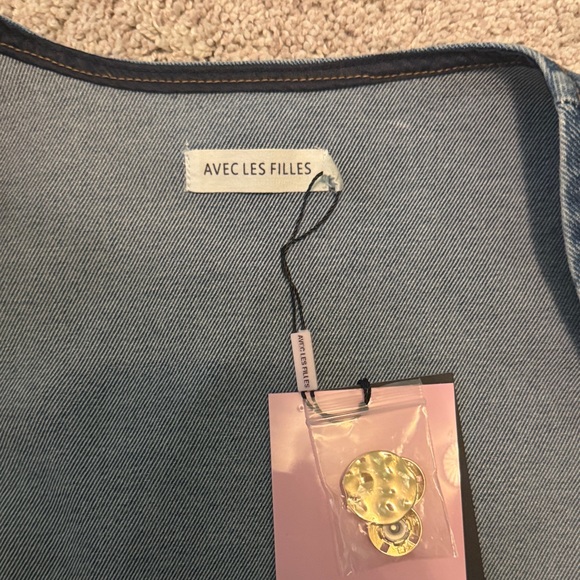 Avec Les Filles Blue Denim Buttoned Vest - Picture 2 of 4